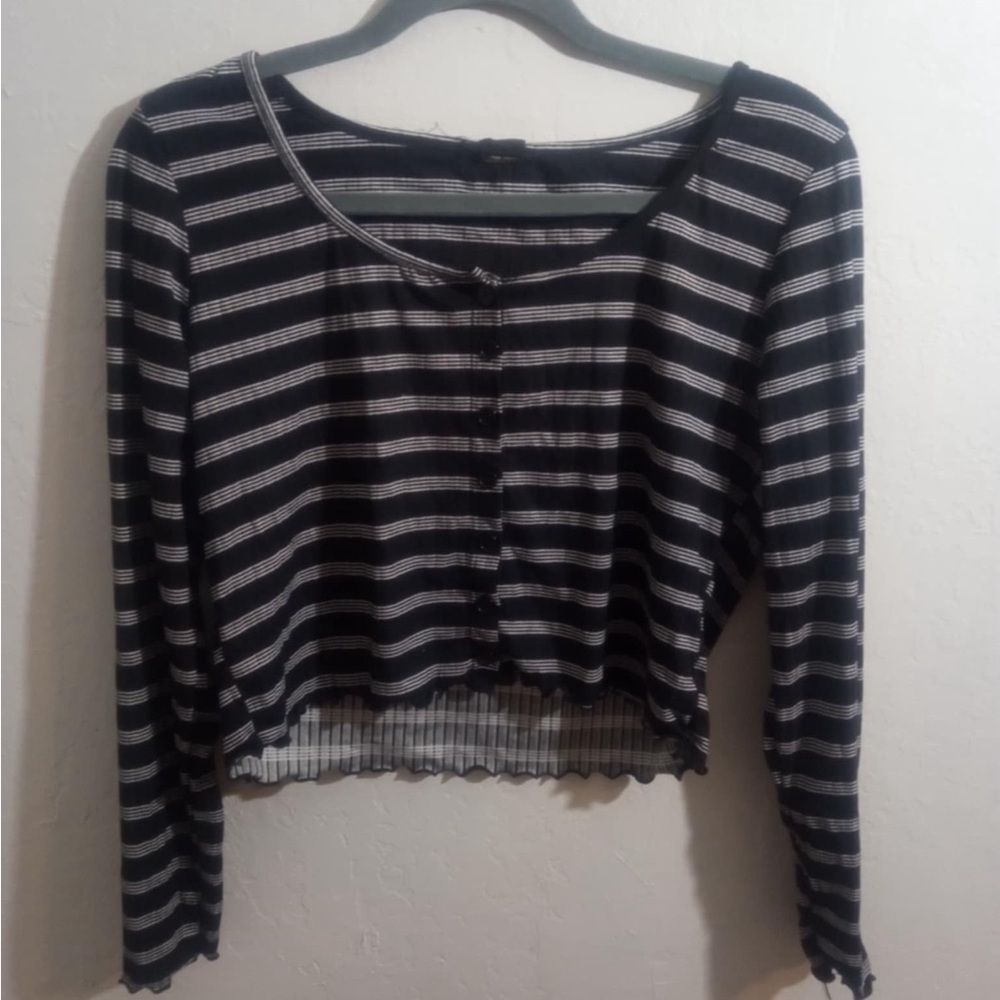 Striped Black and White Women's Top